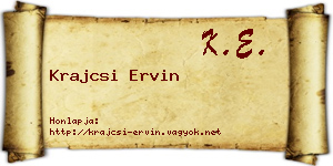 Krajcsi Ervin névjegykártya